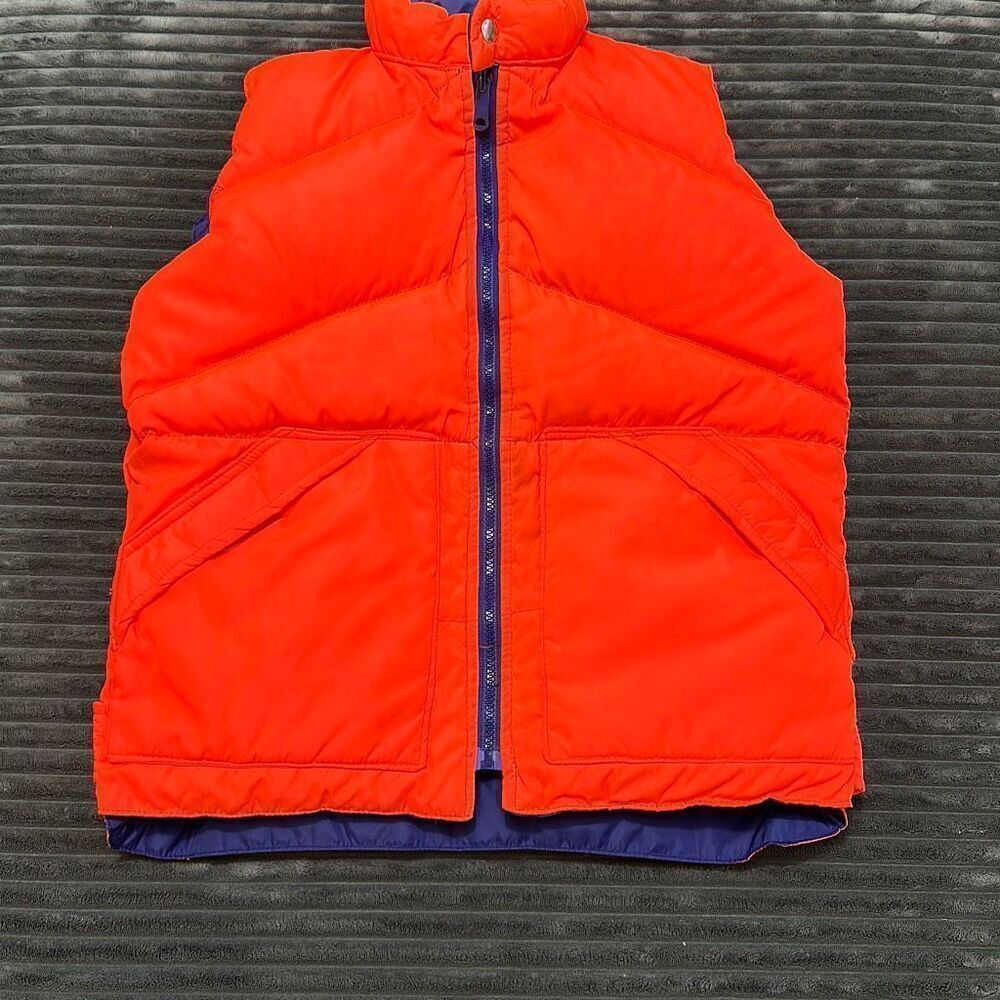 Camel Vinatge Down Reversible Blue/Orange Puffy Vest XS - Picture 7 of 9
